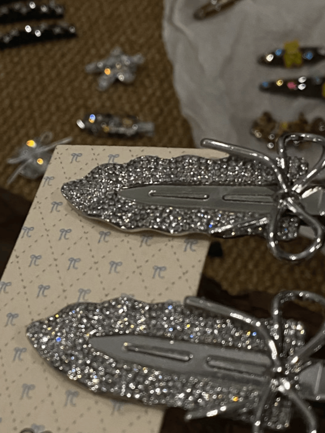 Rhinestone Bow Hair Clips – Metallic Crystal Barrettes | 2-Piece Set