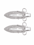 Rhinestone Bow Hair Clips – Metallic Crystal Barrettes | 2-Piece Set