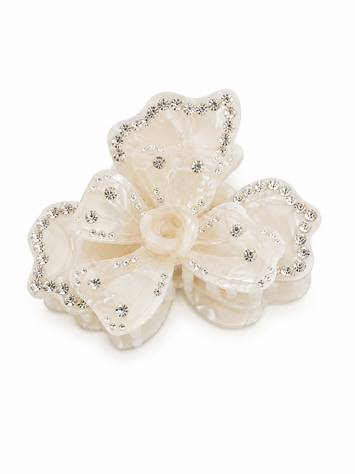Rhinestone Flower Hair Claw Clip | Romantic 3D Floral Hair Accessory