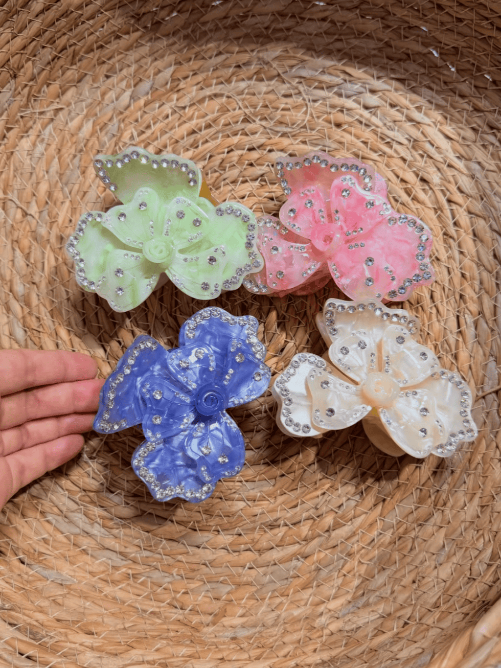Rhinestone Flower Hair Claw Clip | Romantic 3D Floral Hair Accessory