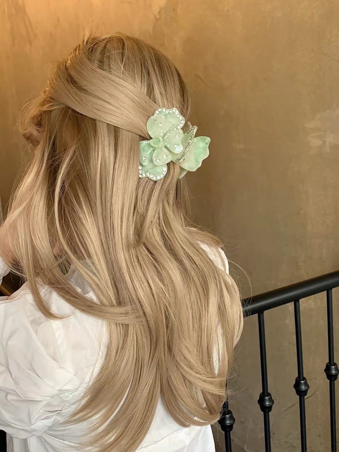 Rhinestone Flower Hair Claw Clip | Romantic 3D Floral Hair Accessory