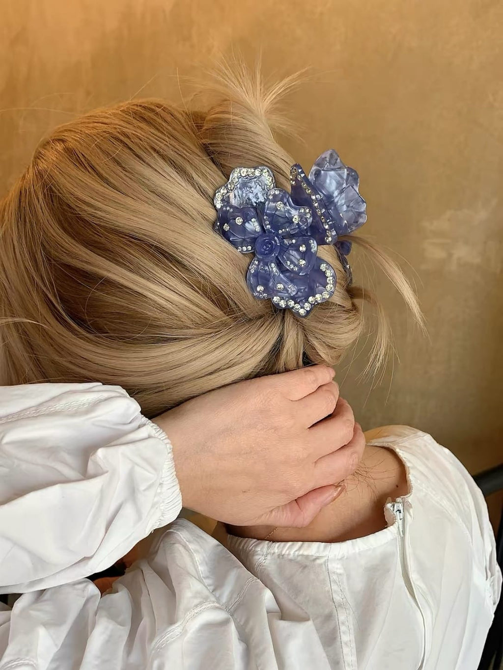 Rhinestone Flower Hair Claw Clip | Romantic 3D Floral Hair Accessory