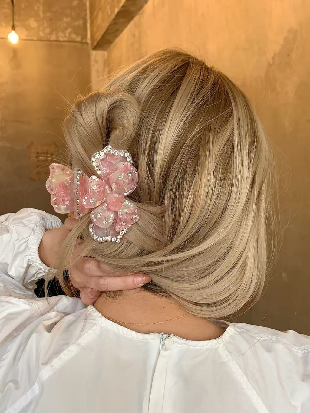 Rhinestone Flower Hair Claw Clip | Romantic 3D Floral Hair Accessory
