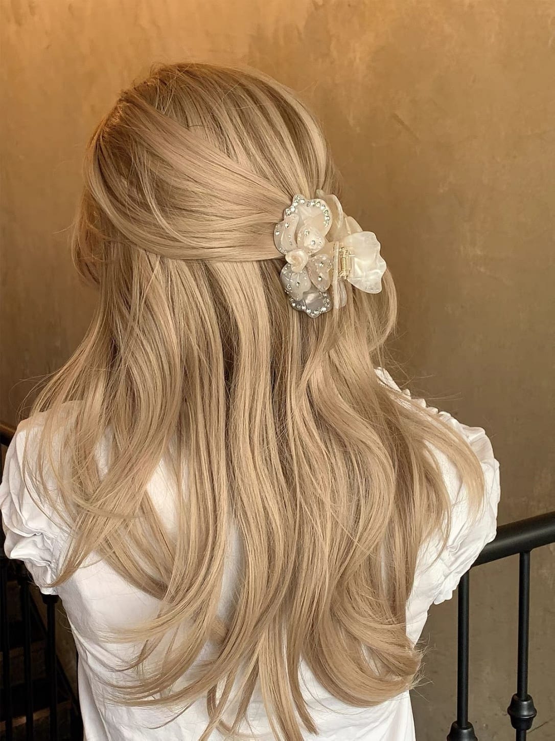 Rhinestone Flower Hair Claw Clip | Romantic 3D Floral Hair Accessory