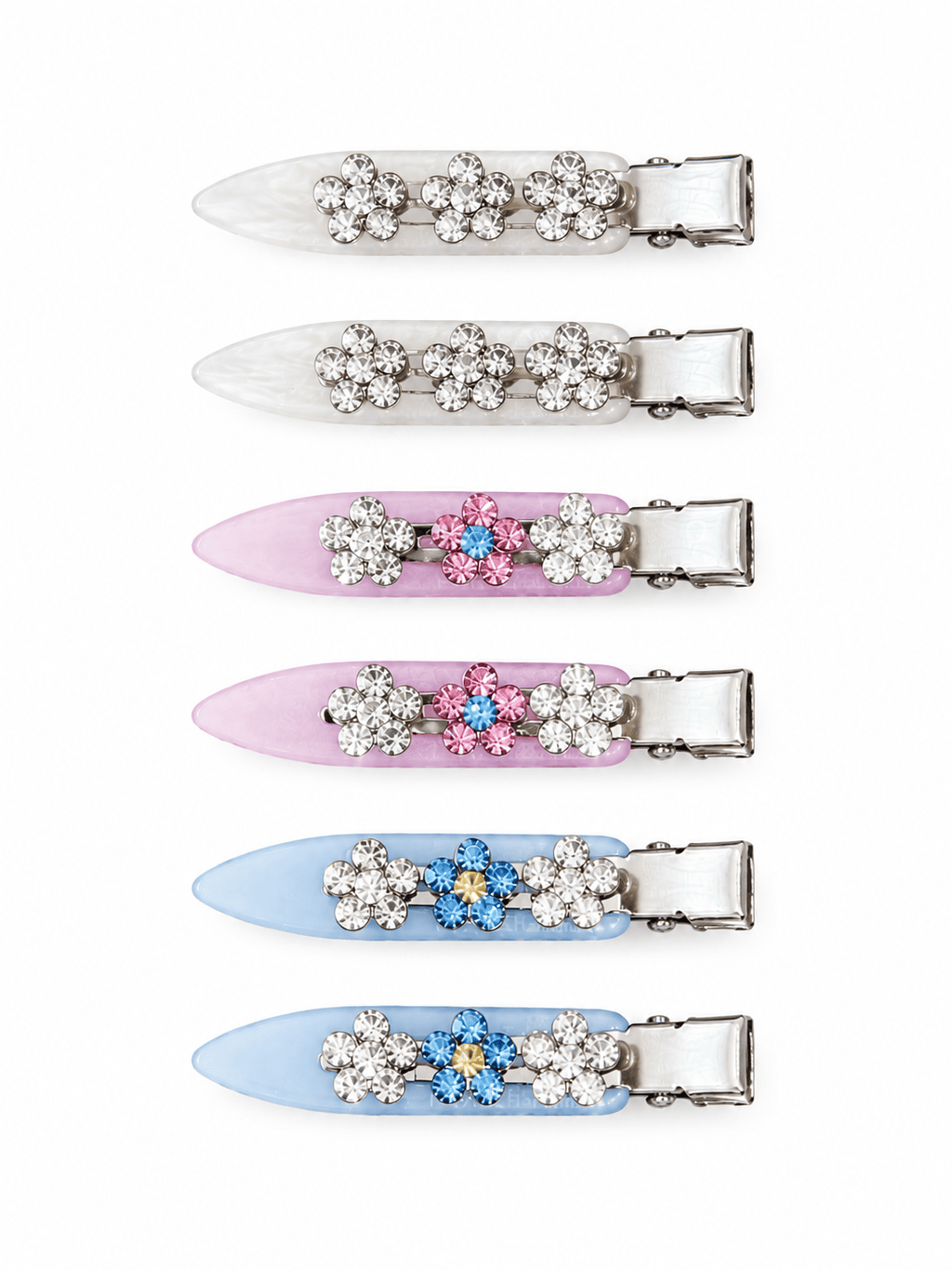 Rhinestone Flower No-Crease Hair Clips | 2-Piece Set