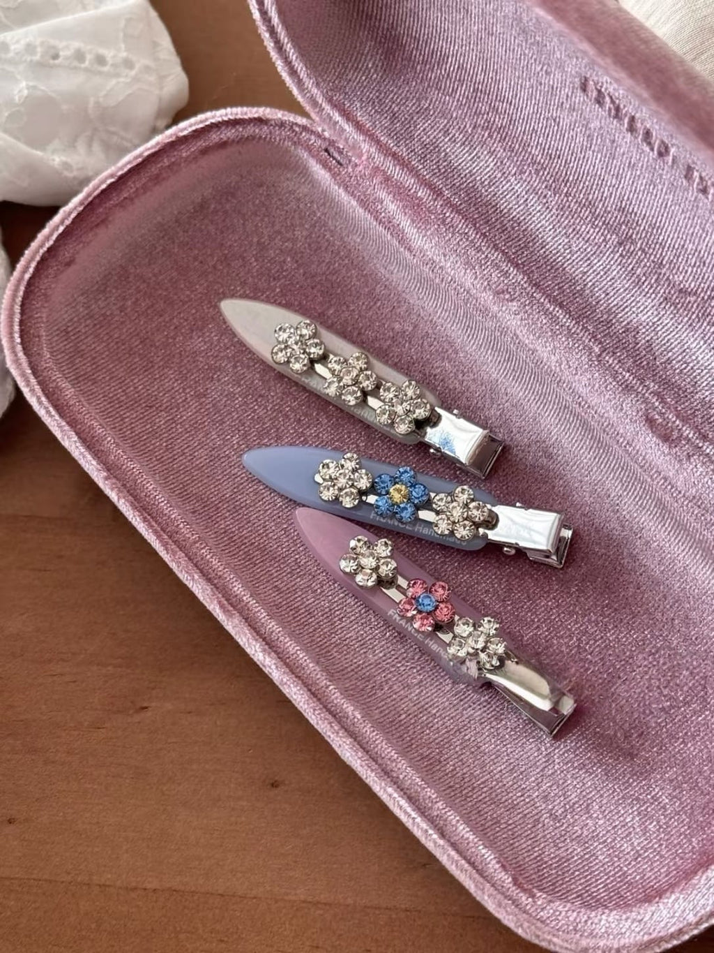 Rhinestone Flower No-Crease Hair Clips | 2-Piece Set