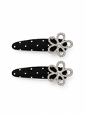 Rhinestone Flower Polka Dot Hair Clips | Elegant 2-Piece Set