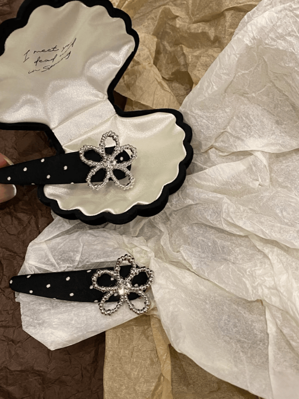 Rhinestone Flower Polka Dot Hair Clips | Elegant 2-Piece Set