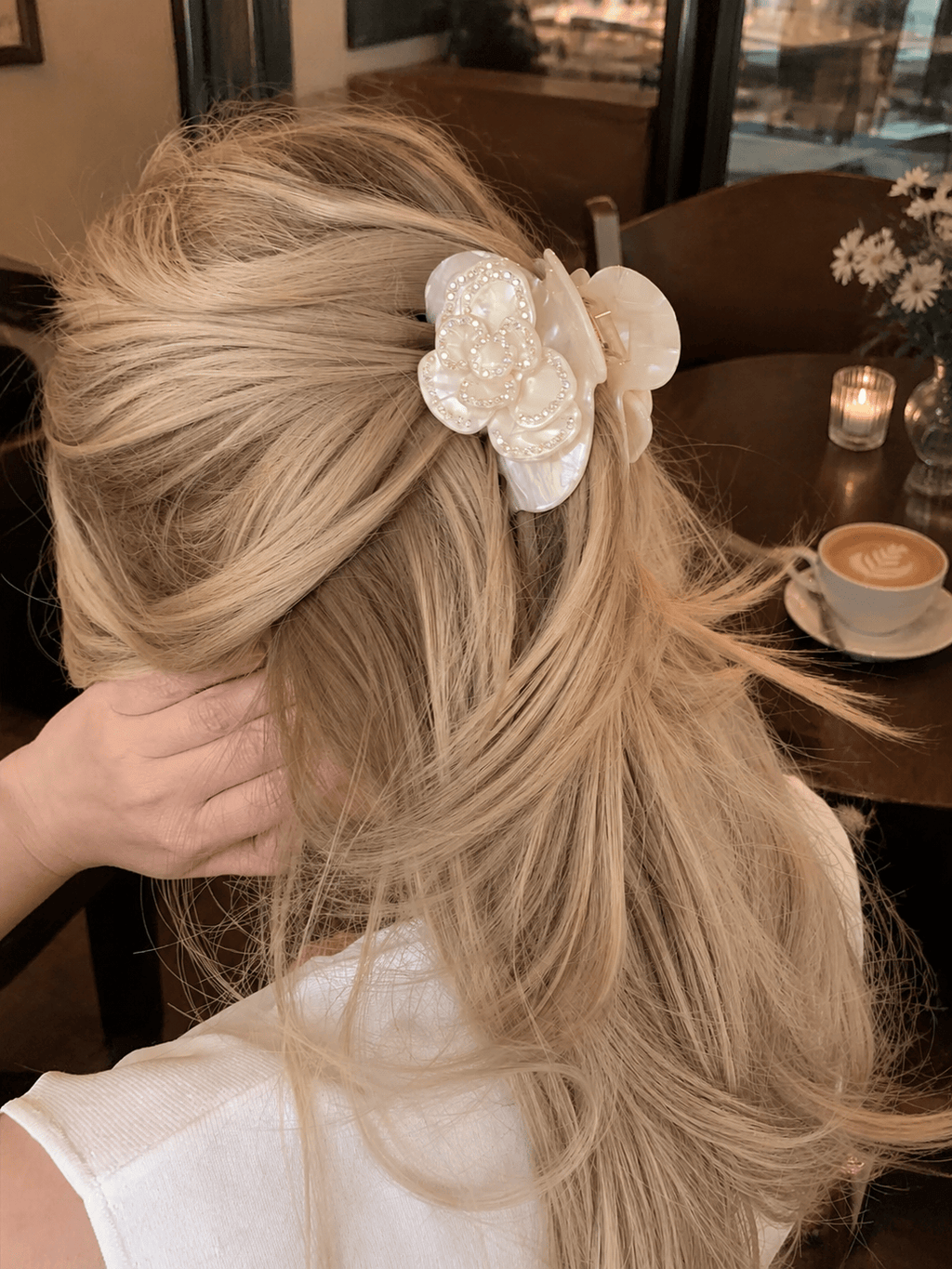Rhinestone Rose Flower Acetate Hair Claw Clip | Elegant Hair Accessory