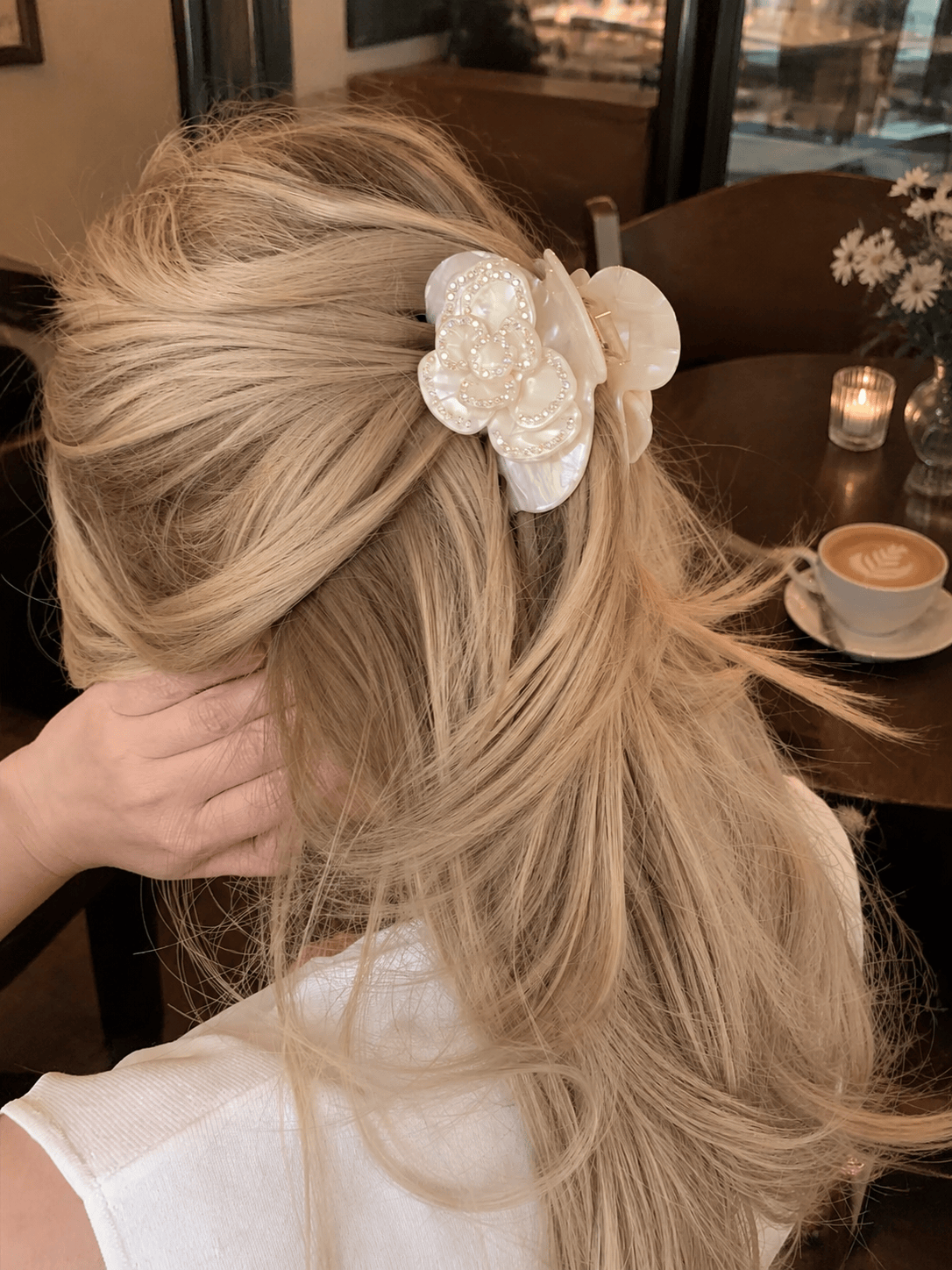 Rhinestone Rose Flower Acetate Hair Claw Clip | Elegant Hair Accessory