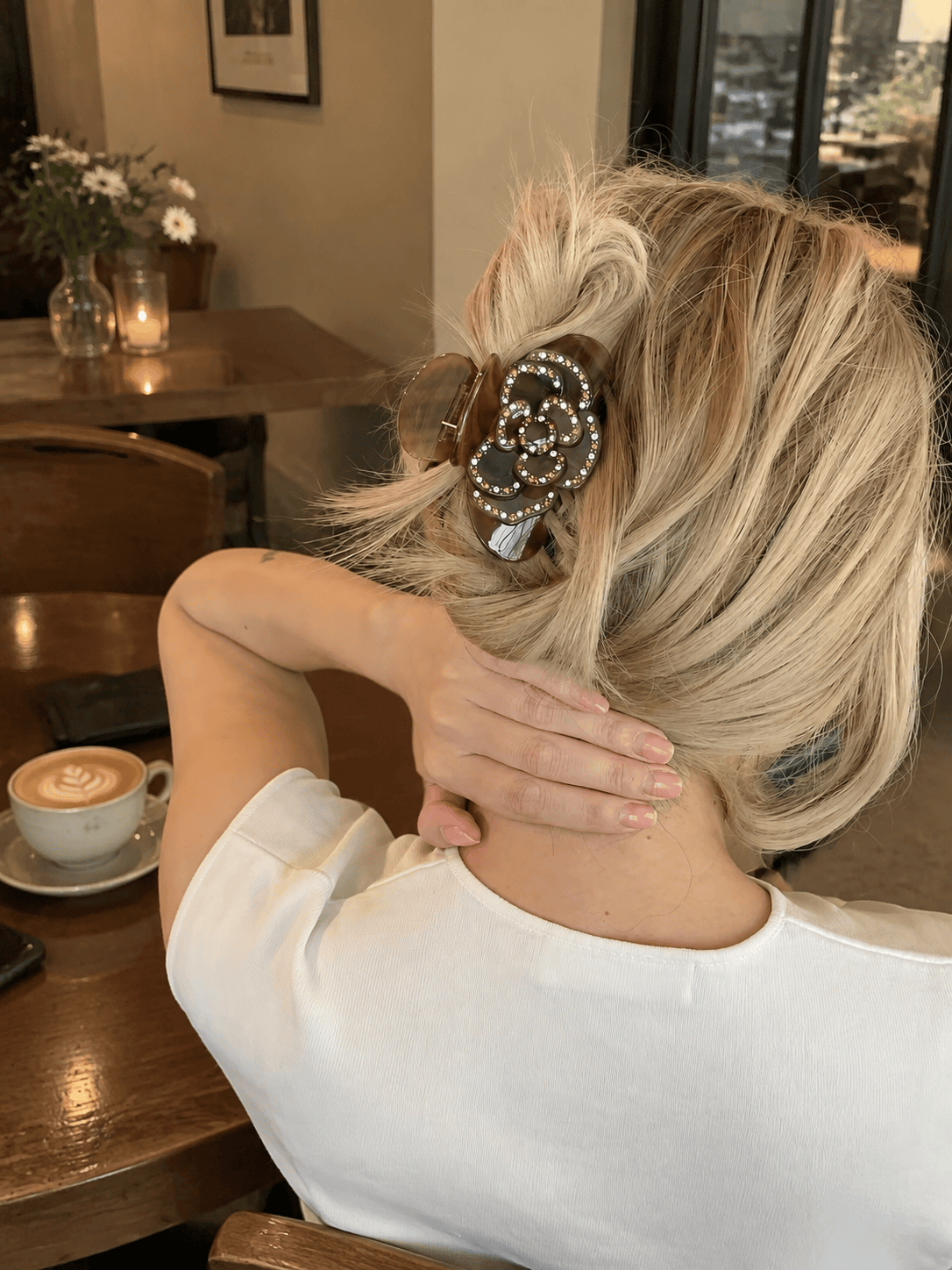 Rhinestone Rose Flower Acetate Hair Claw Clip | Elegant Hair Accessory