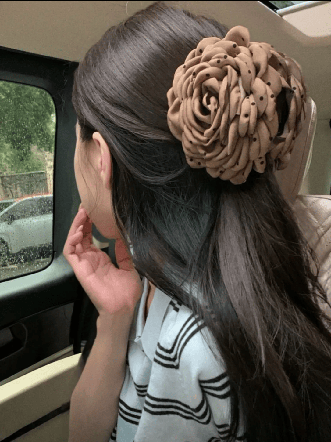 Romantic Rose Flower Claw Clip – Handmade Fabric Hair Clip