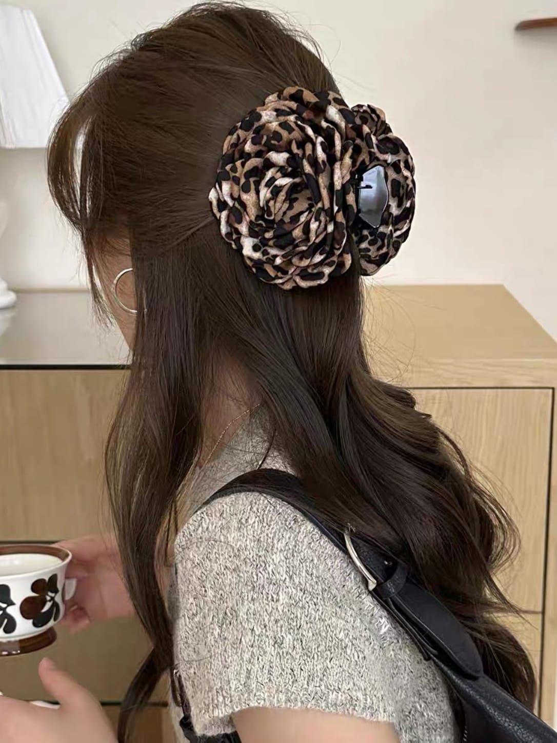 Romantic Rose Flower Claw Clip – Handmade Fabric Hair Clip
