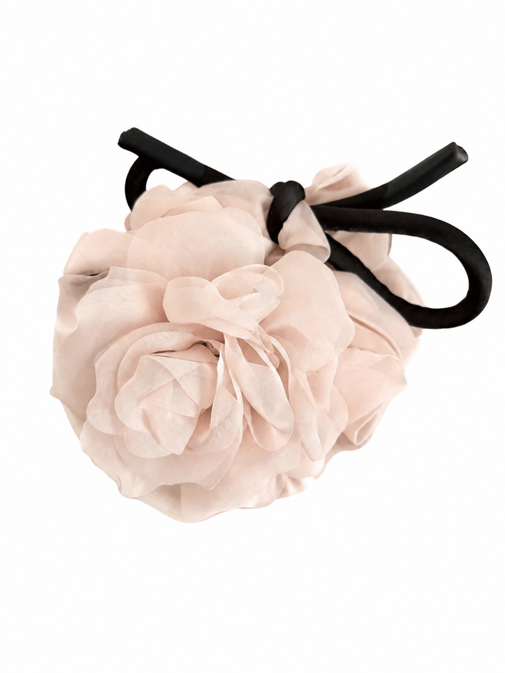 Romantic Rose Flower Scrunchie with Ribbon Bow | Elegant Hair Tie