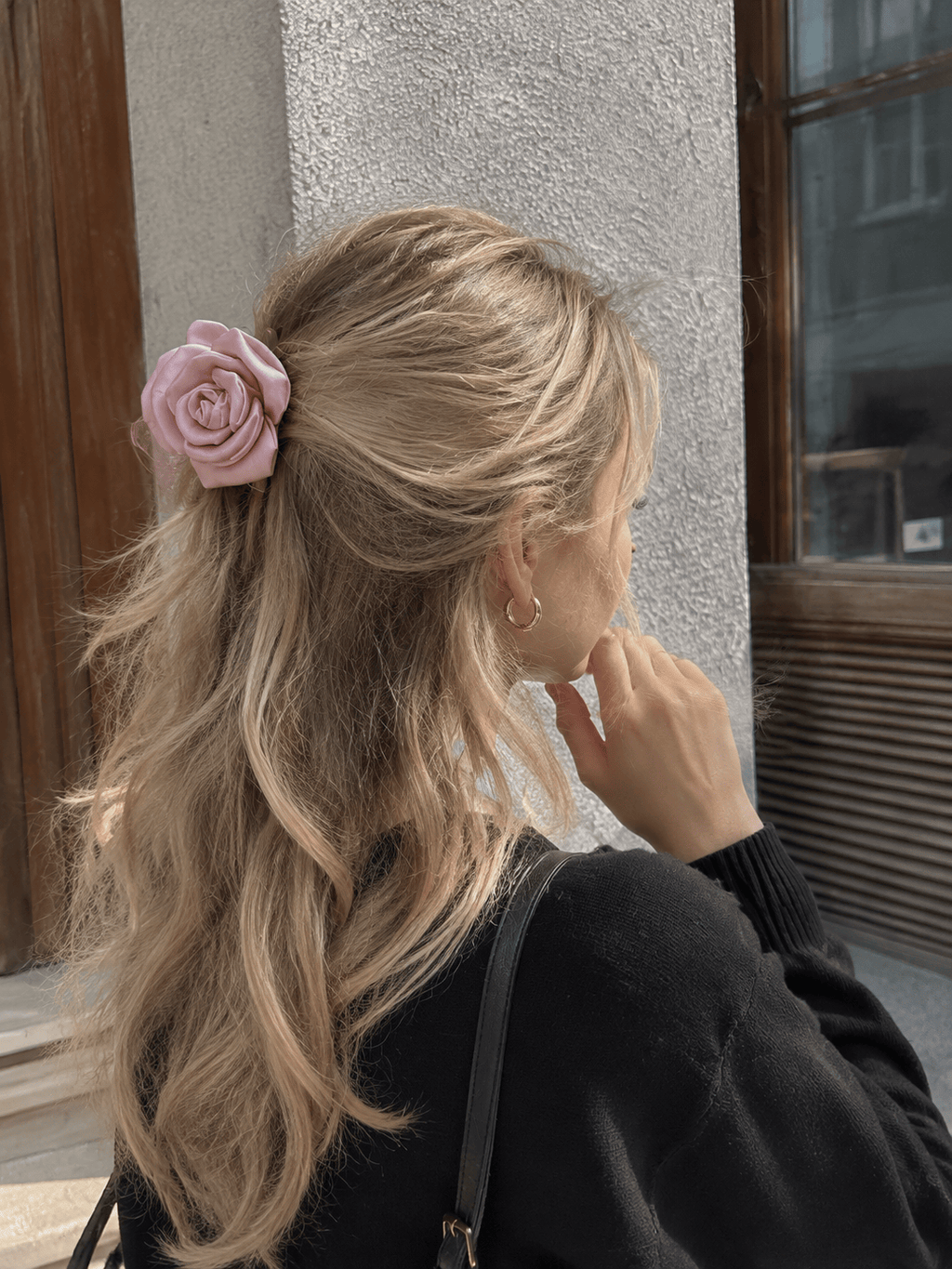Satin Rose Bud Hair Claw Clip – Romantic 3D Floral Fabric Hair Accessory