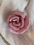 Satin Rose Bud Hair Claw Clip – Romantic 3D Floral Fabric Hair Accessory