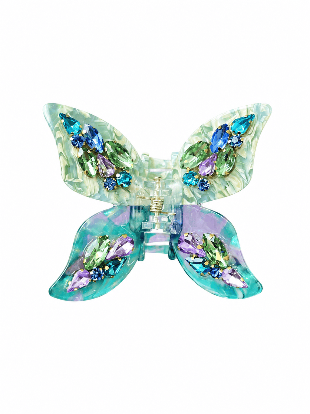 Sparkling Butterfly Hair Claw Clip – Iridescent Crystal Acrylic Hair Accessory for Elegant Everyday Styling