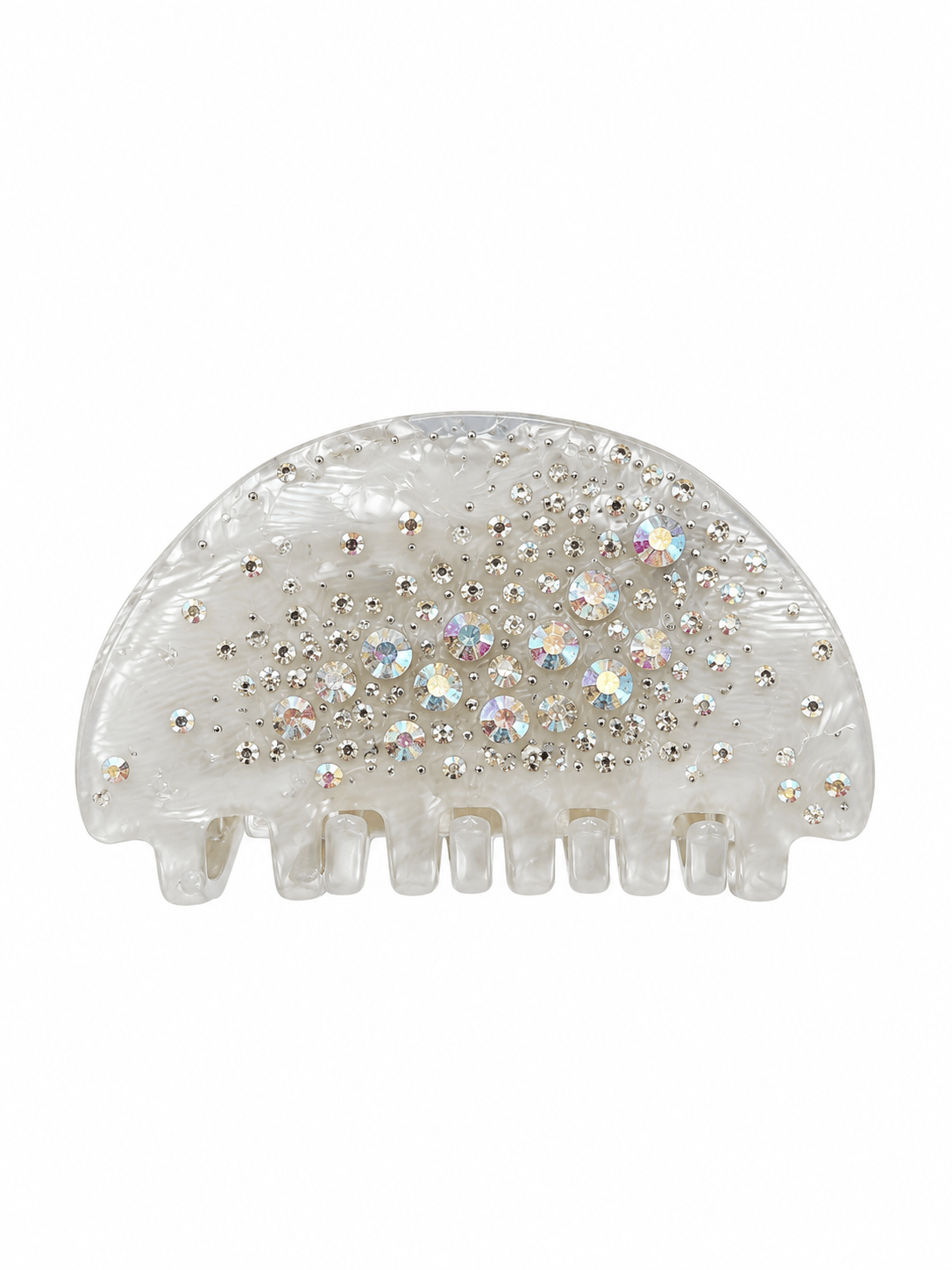 Sparkling Rhinestone Acetate Half-Moon Hair Claw Clip