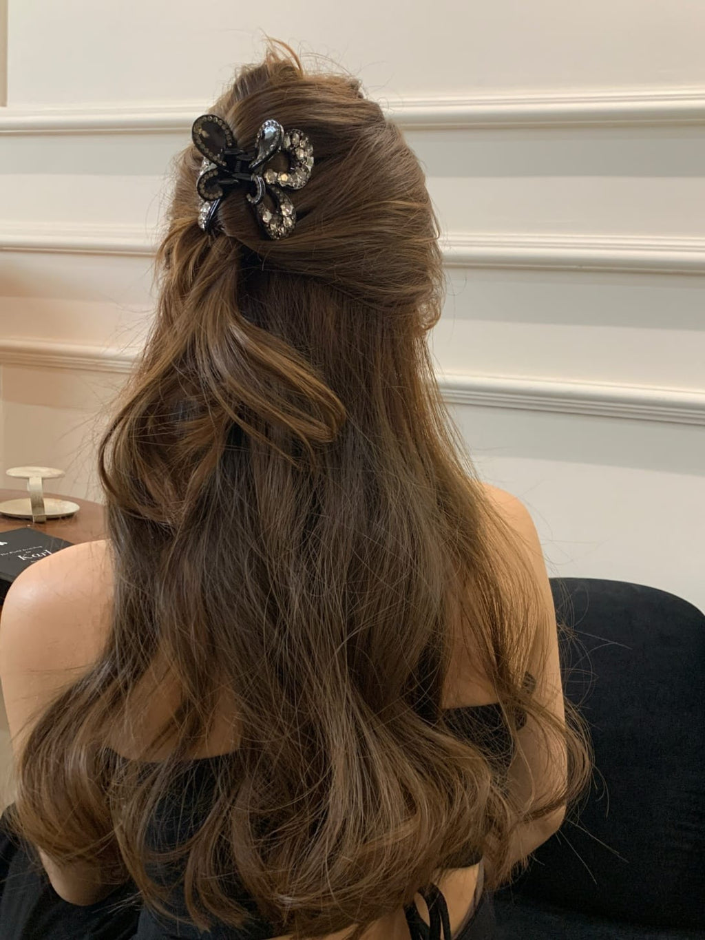 Sparkling Rhinestone Bow Hair Claw Clip | Vintage Acrylic Hair Accessory