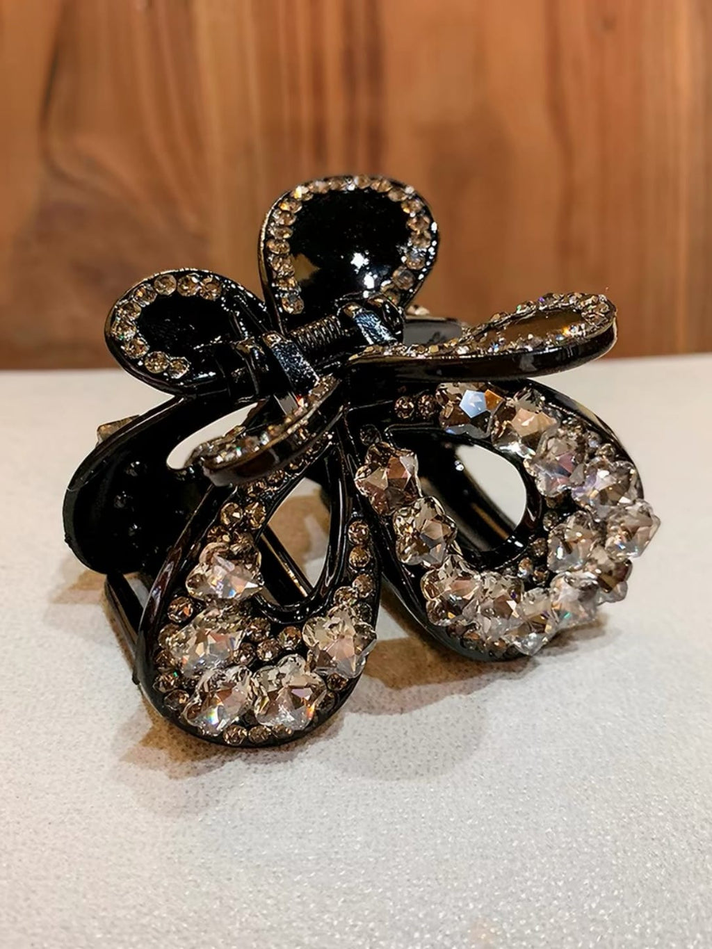 Sparkling Rhinestone Bow Hair Claw Clip | Vintage Acrylic Hair Accessory