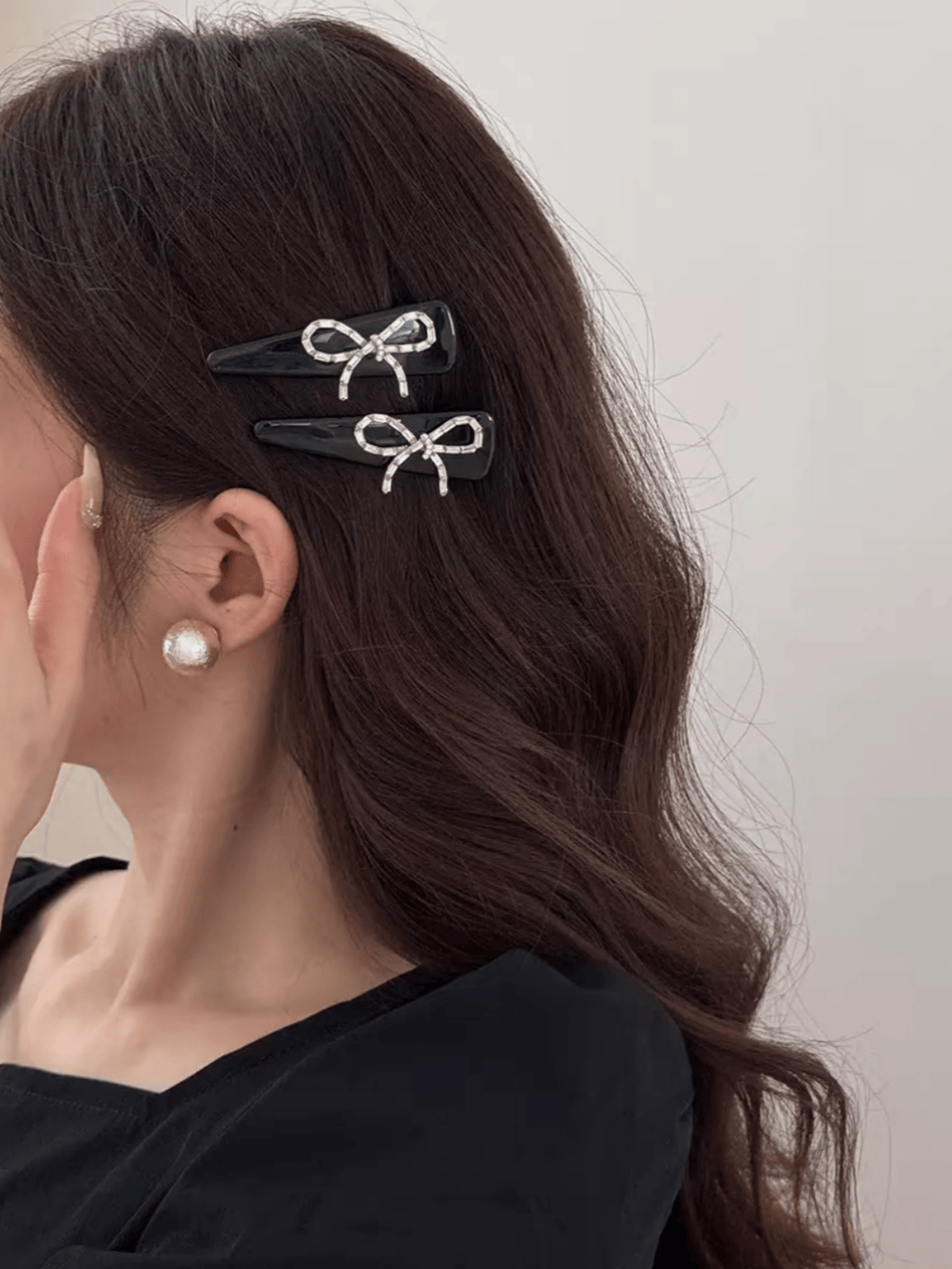 Sparkling Rhinestone Bow Hair Clips | 2-Piece Set