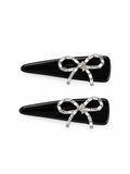 Sparkling Rhinestone Bow Hair Clips | 2-Piece Set