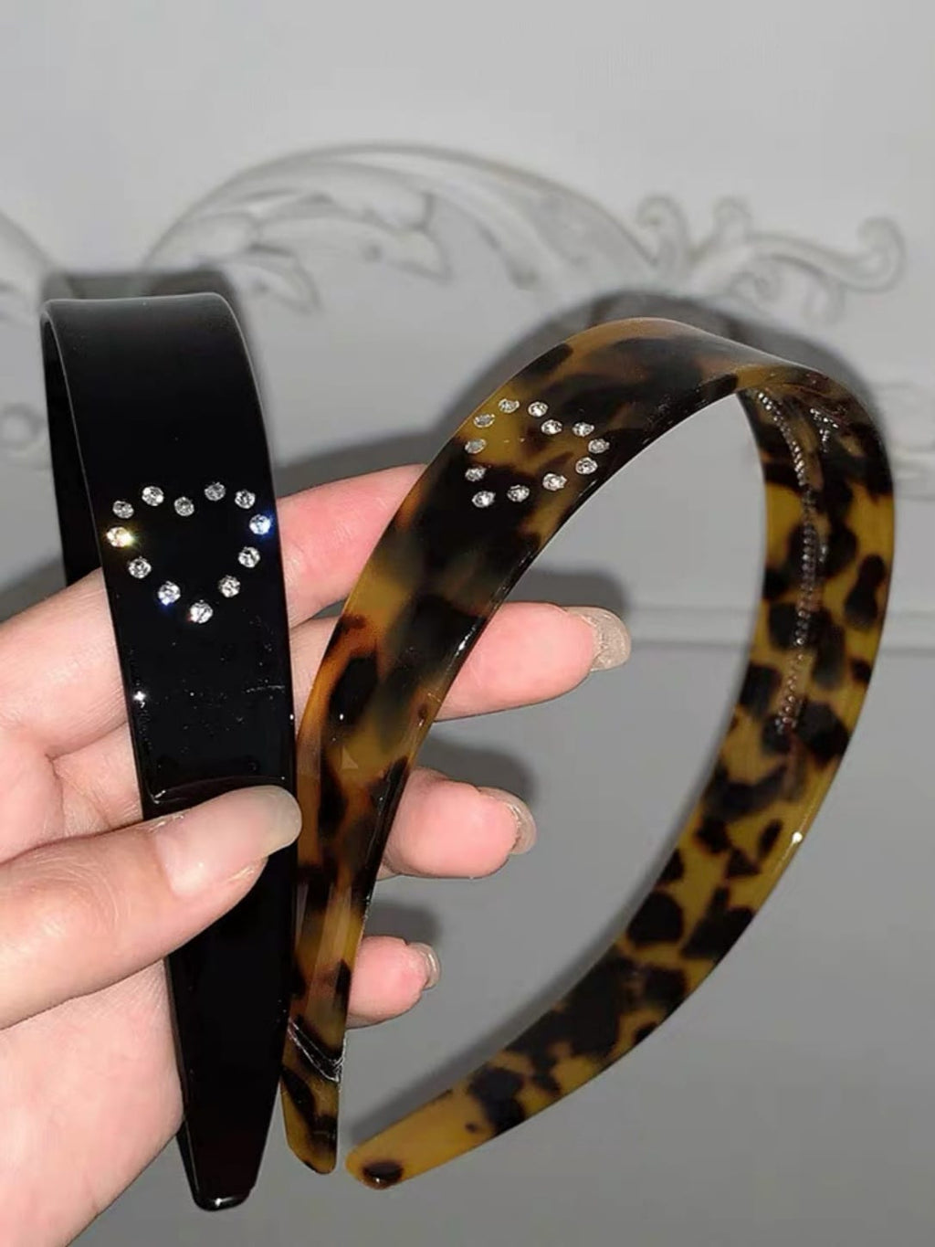 Sparkling Rhinestone Heart Acetate Headband | Vintage Luxury Hair Accessory