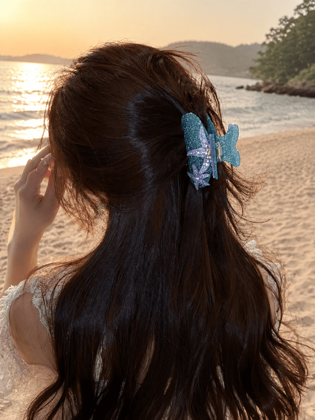 Starfish Rhinestone Acrylic Hair Claw Clip | Ocean Hair Accessory