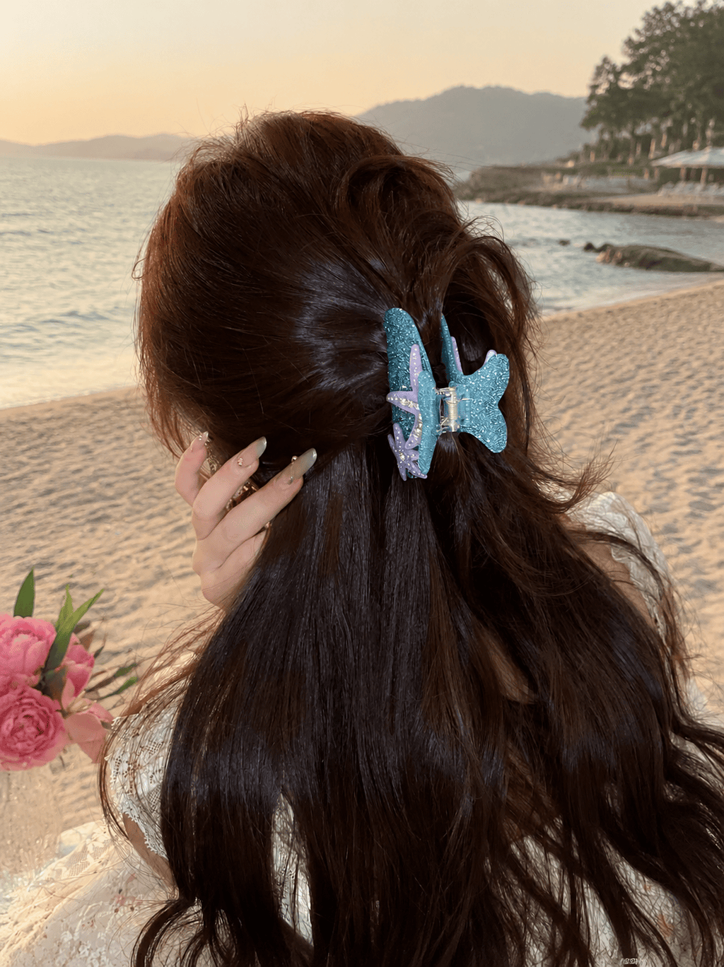 Starfish Rhinestone Acrylic Hair Claw Clip | Ocean Hair Accessory