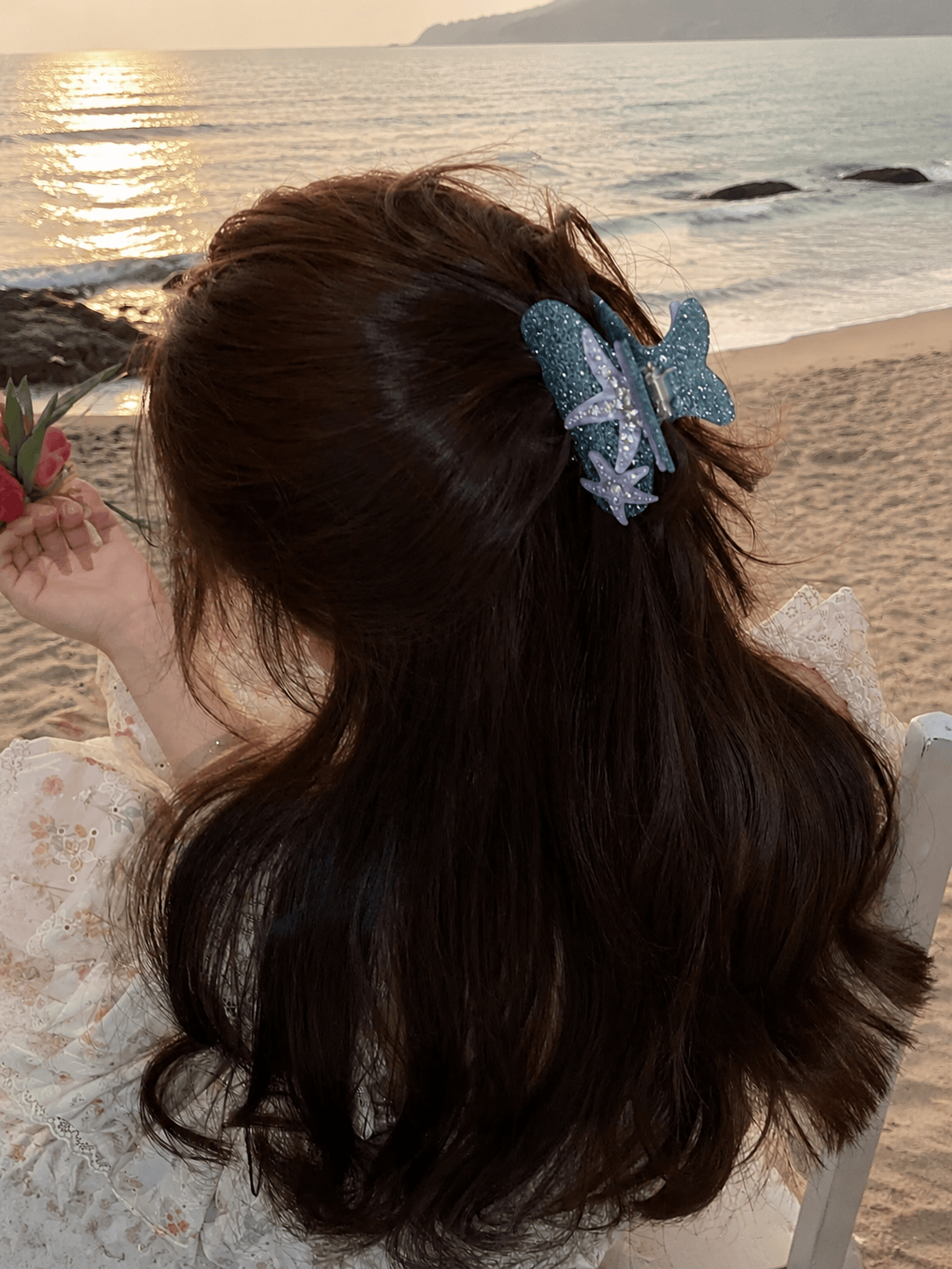 Starfish Rhinestone Acrylic Hair Claw Clip | Ocean Hair Accessory