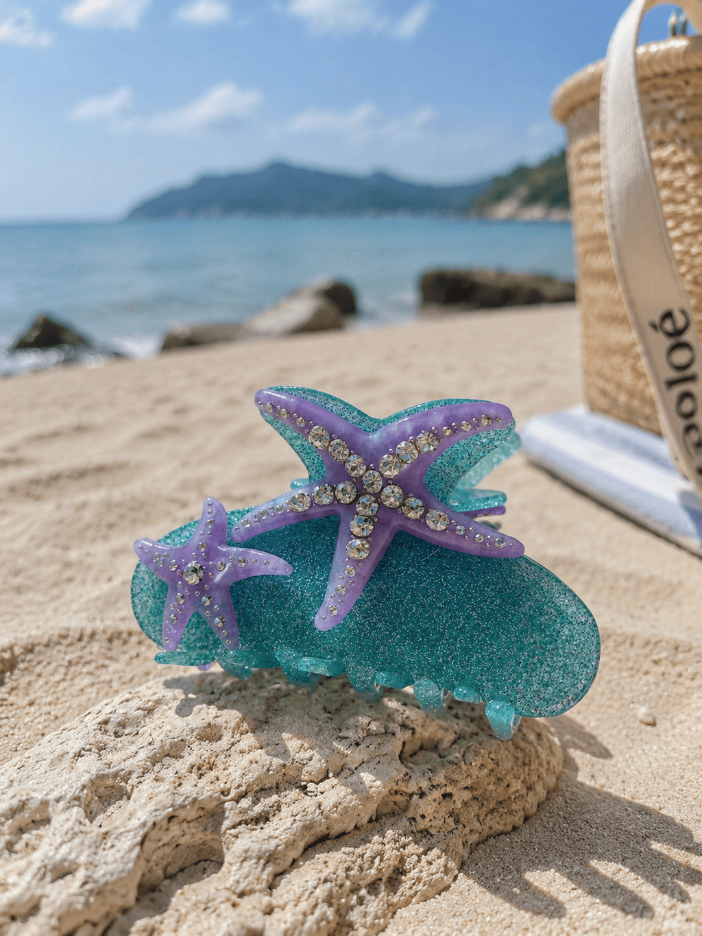 Starfish Rhinestone Acrylic Hair Claw Clip | Ocean Hair Accessory