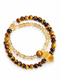 Tiger Eye & Citrine Crystal Bracelet – Double Layer Natural Gemstone Jewelry