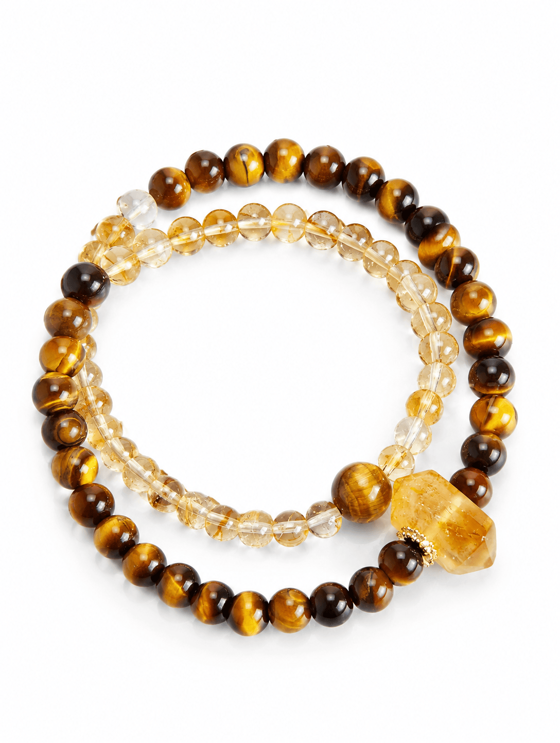 Tiger Eye & Citrine Crystal Bracelet – Double Layer Natural Gemstone Jewelry