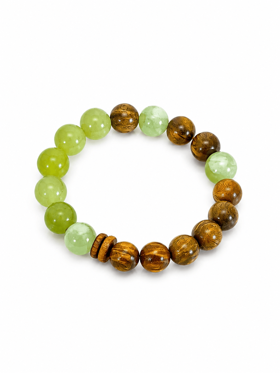Verdant Harmony Bracelet | Natural Green Sandalwood & Xiuyu Jade Beaded Bracelet
