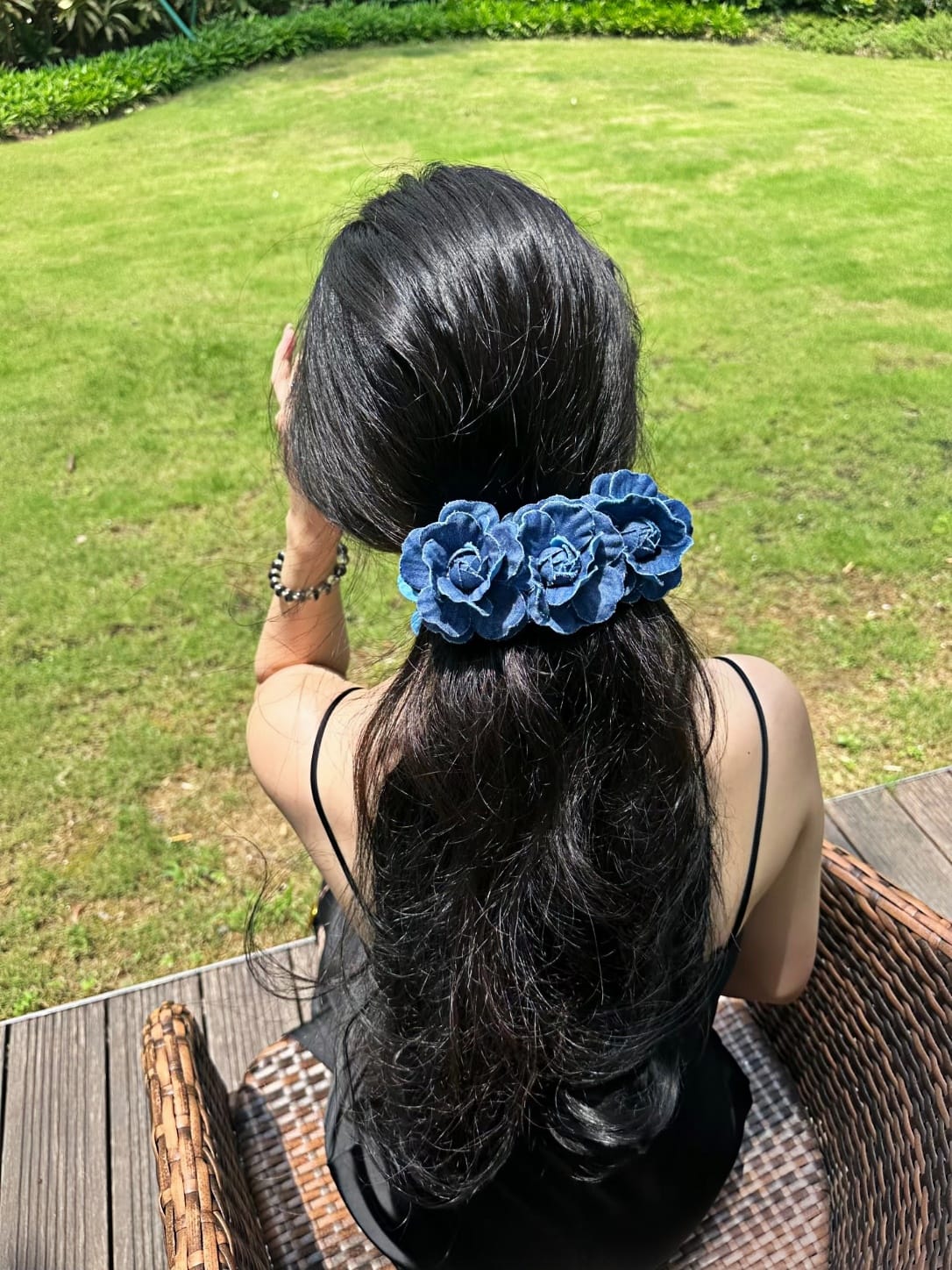 Vintage Blue Rose Hair Clip | Romantic Floral Banana Clip