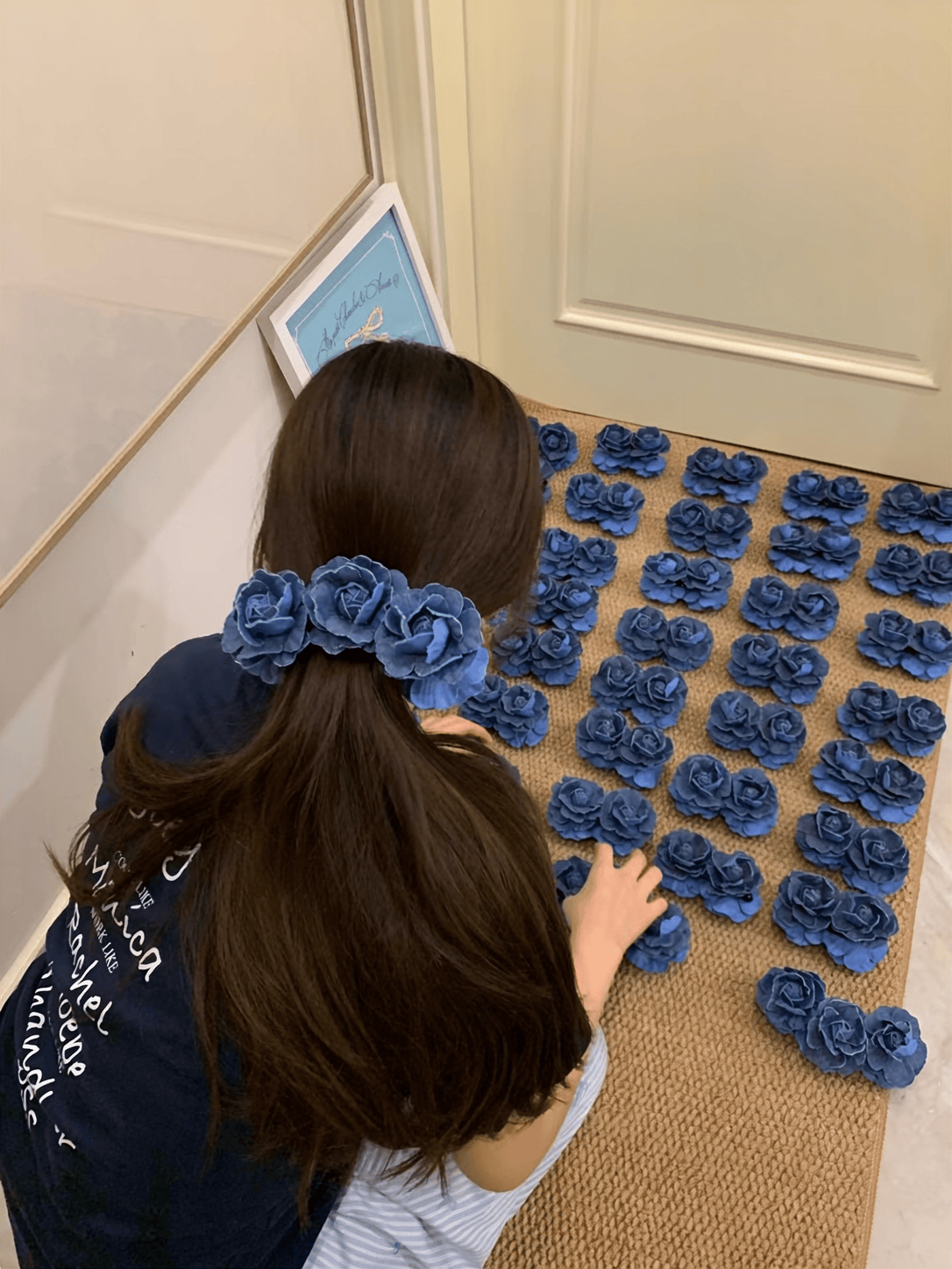 Vintage Blue Rose Hair Clip | Romantic Floral Banana Clip