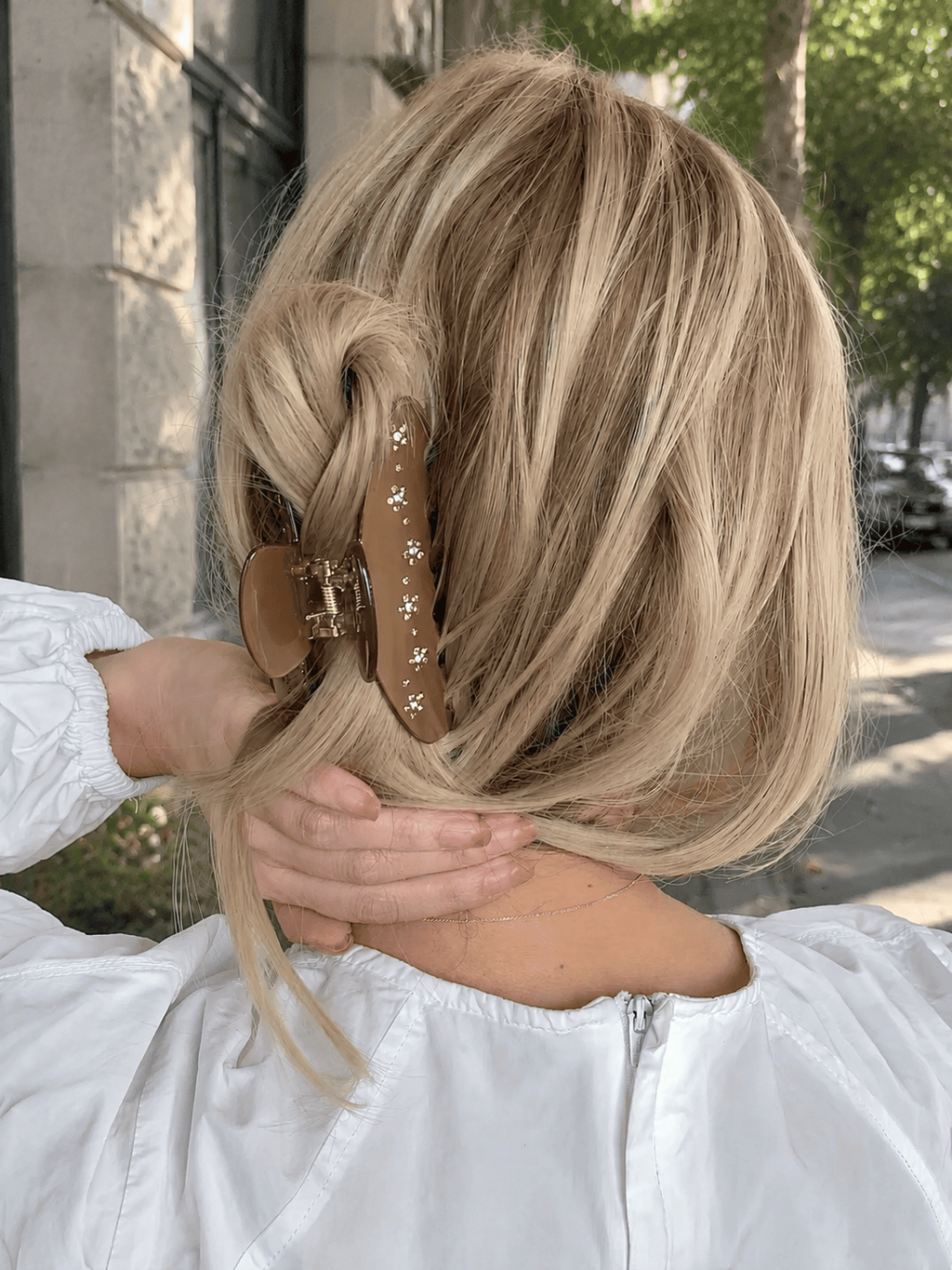 Vintage Brown Rhinestone Floral Hair Claw Clip