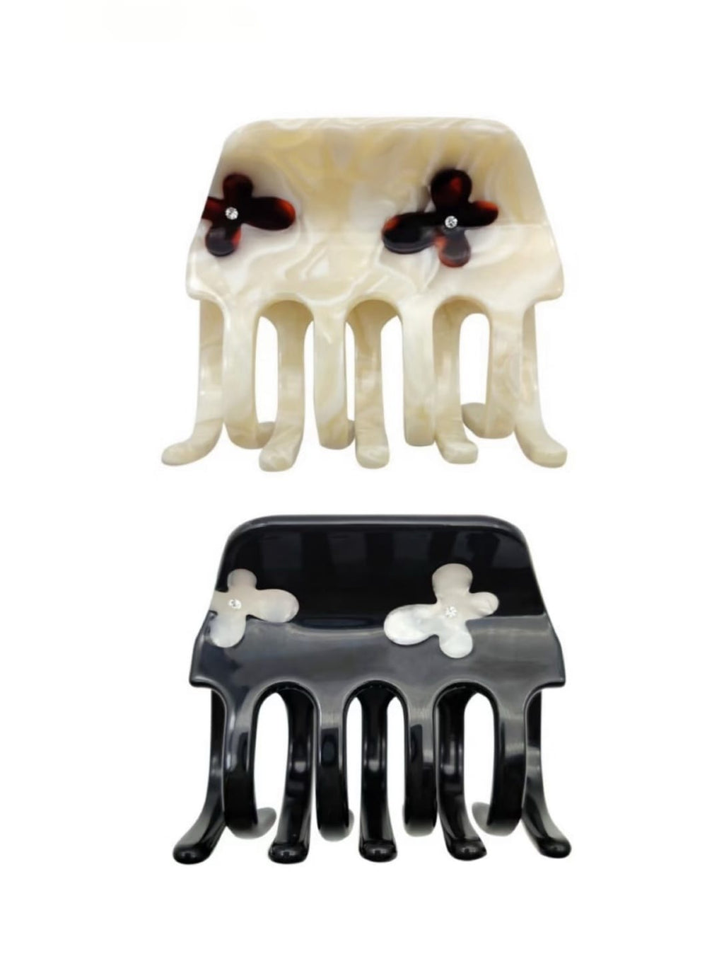 Vintage Flower Acetate Claw Clips Set | 2-Piece Floral Hair Accessories