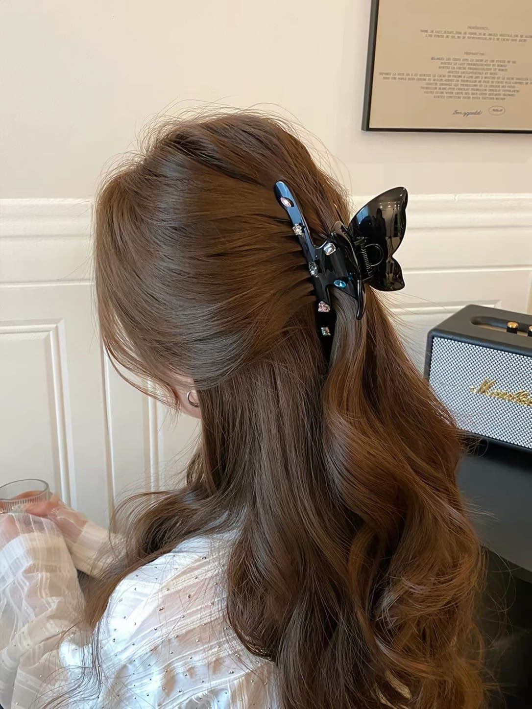 Vintage Multicolor Rhinestone Butterfly Wing Hair Claw Clip