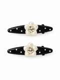 Vintage Polka Dot Floral Hair Clips – Mother-of-Pearl & Rhinestone