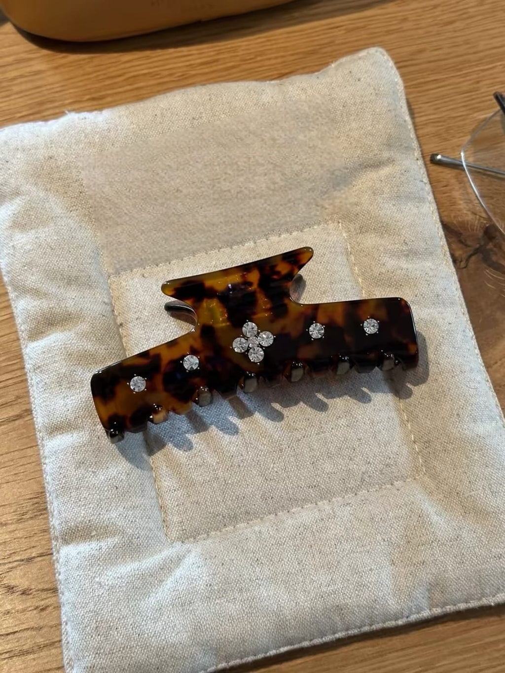 Vintage Rhinestone Acetate Hair Claw Clip | Elegant Hair Accessory