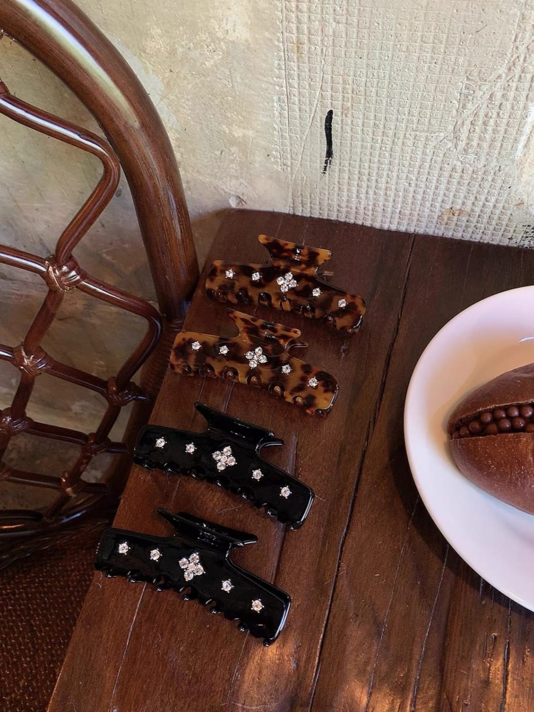 Vintage Rhinestone Acetate Hair Claw Clip | Elegant Hair Accessory