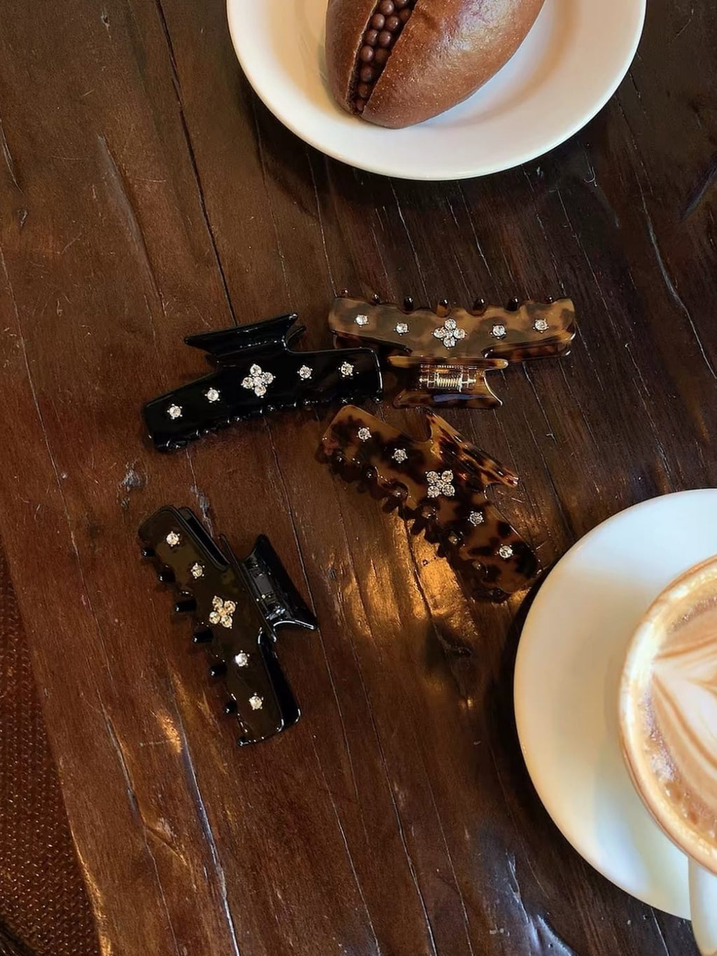 Vintage Rhinestone Acetate Hair Claw Clip | Elegant Hair Accessory