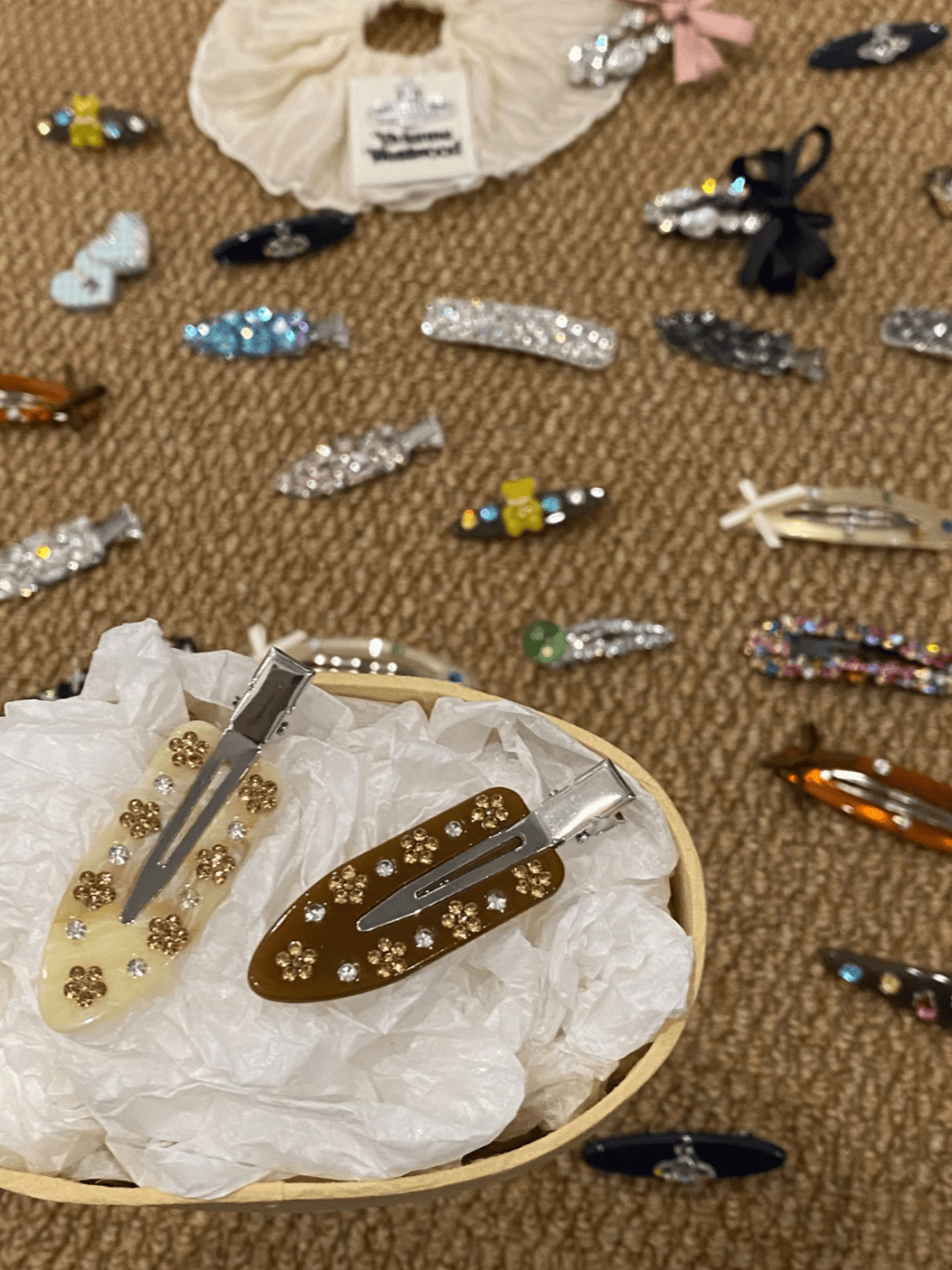 Vintage Rhinestone Hair Clips 4-Piece Set | Elegant Acetate Barrettes