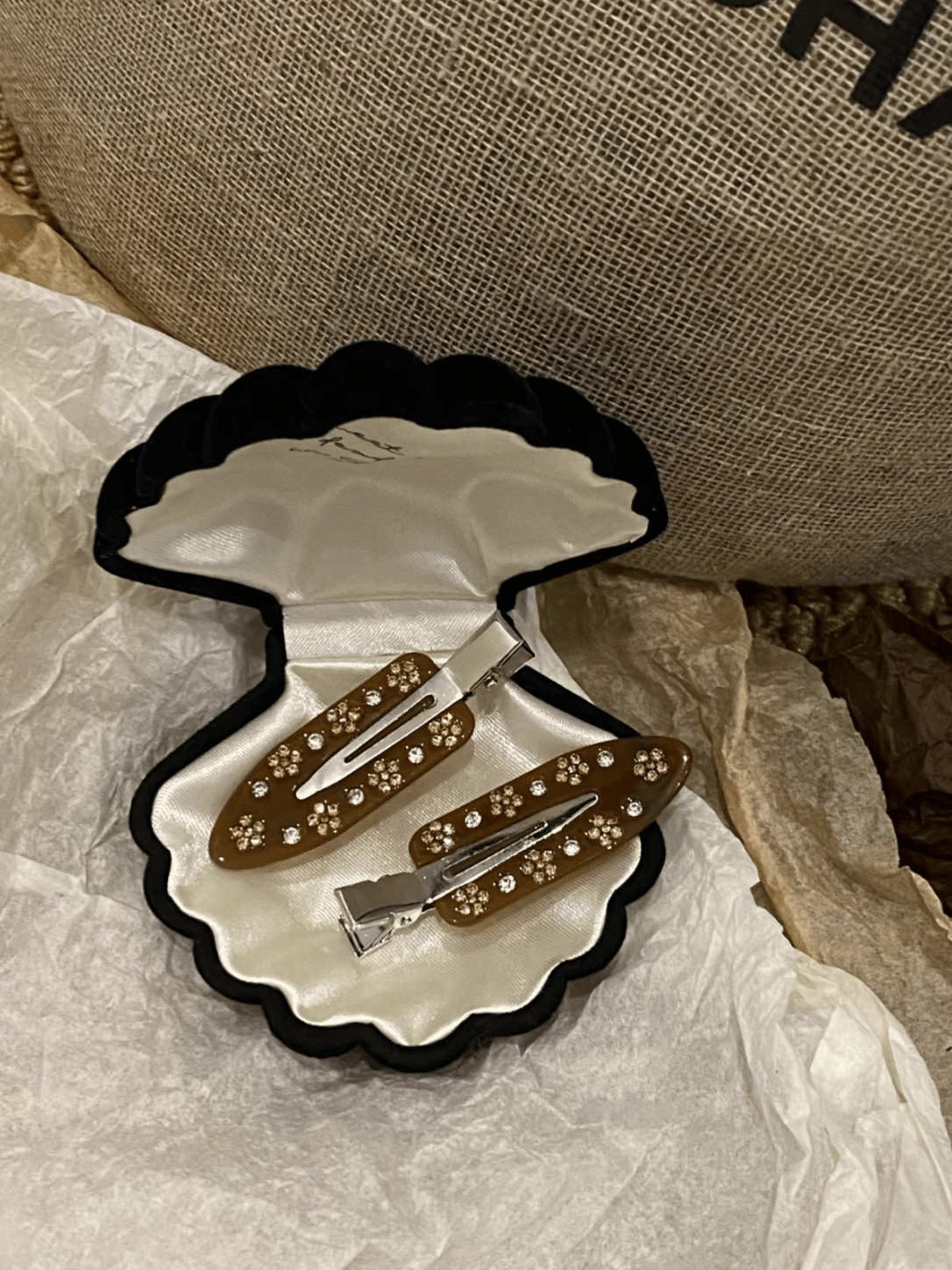 Vintage Rhinestone Hair Clips 4-Piece Set | Elegant Acetate Barrettes