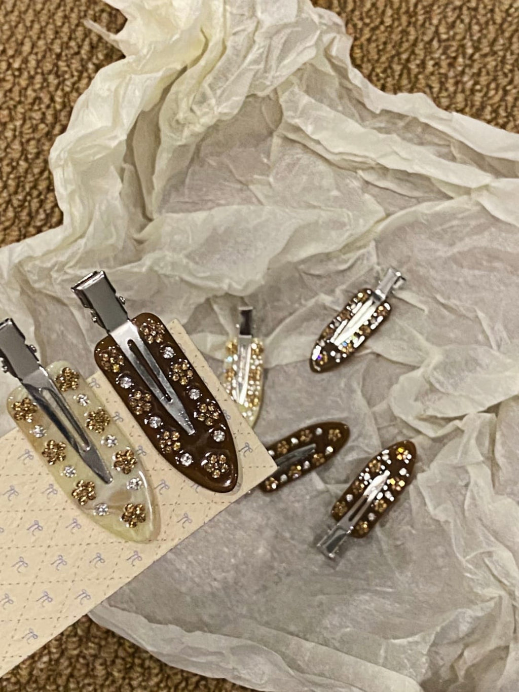 Vintage Rhinestone Hair Clips 4-Piece Set | Elegant Acetate Barrettes