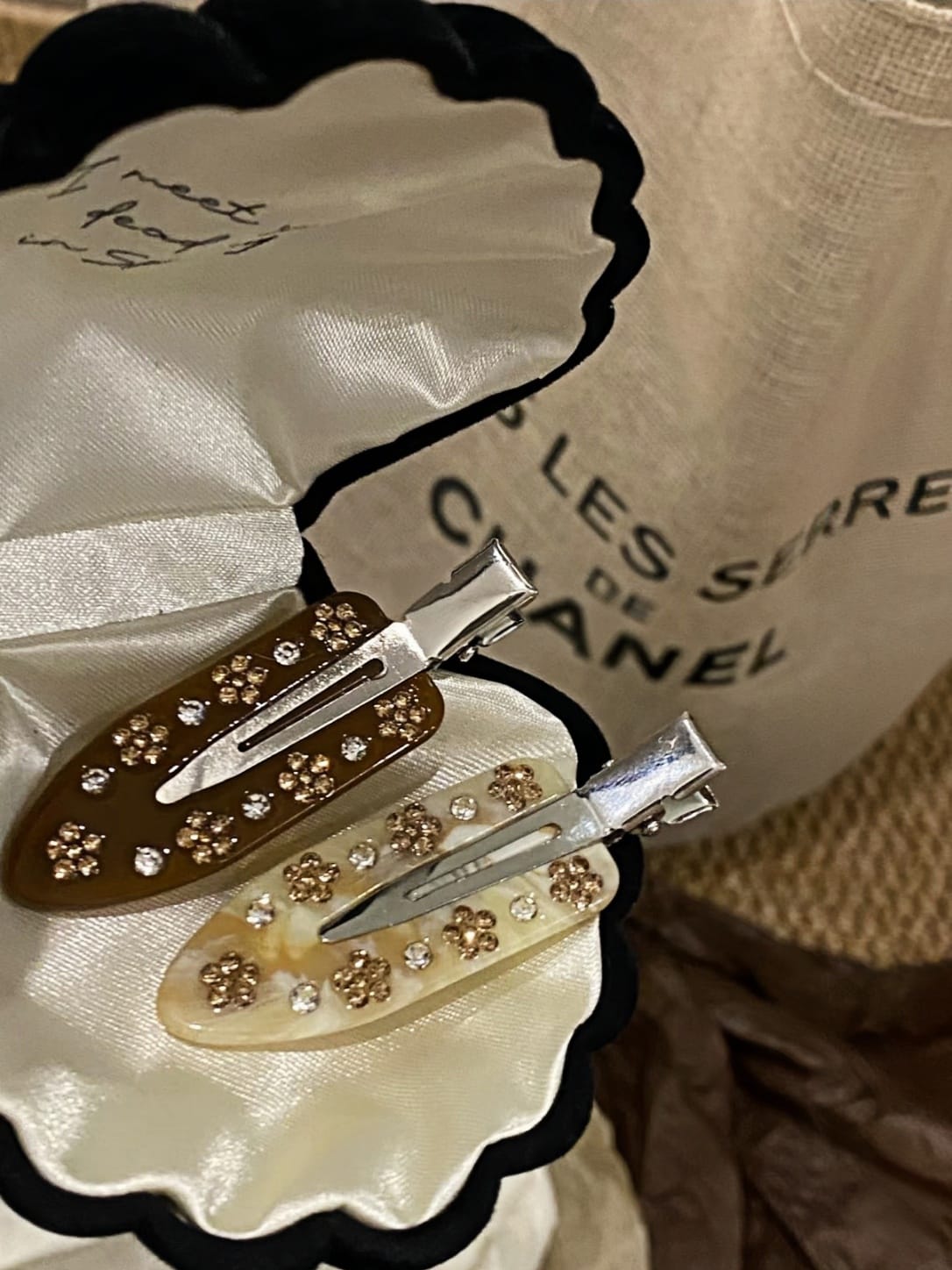 Vintage Rhinestone Hair Clips 4-Piece Set | Elegant Acetate Barrettes